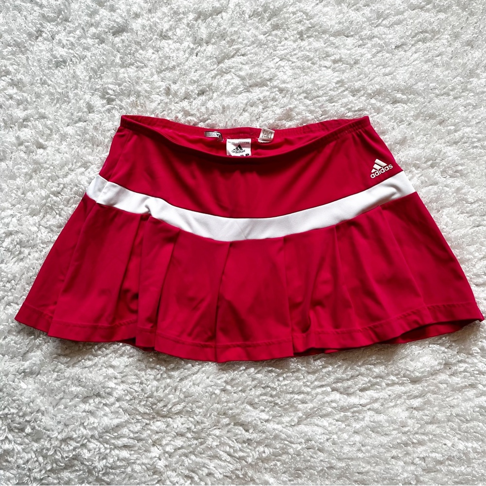 ADIDAS Hot Pink Rose Skort Tennis/Pickleball/Golf A-Line Skirt White Stripe